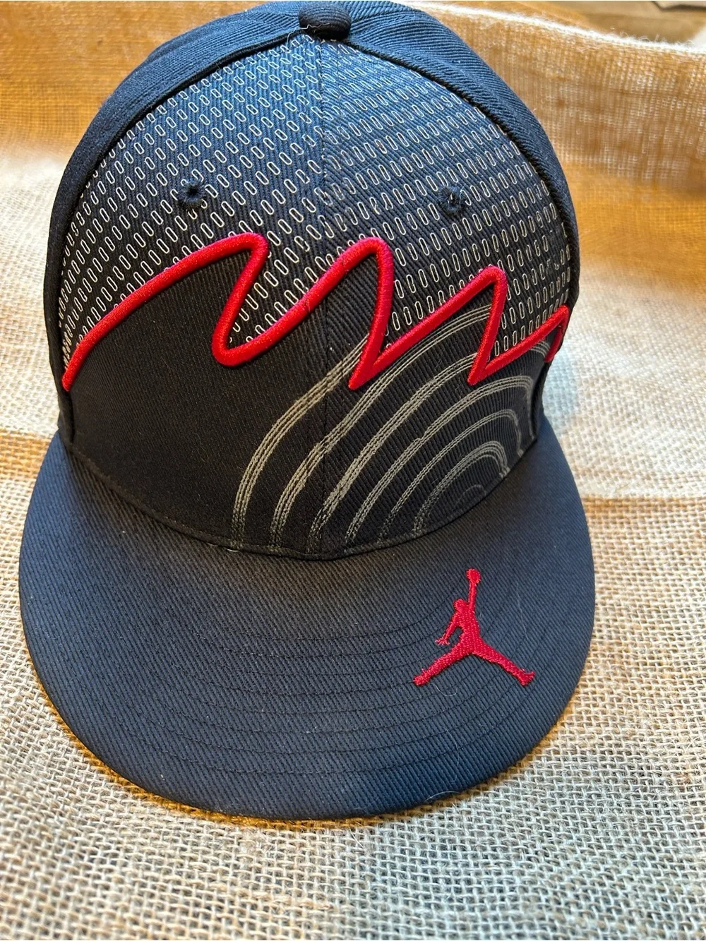 Rare Vintage Air Jordan Black Snapback Cap with Red Embroidered Accents